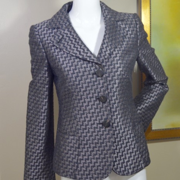 Armani Collezioni Grey/Brown Powerhouse ZigZag Jacket Made in Italy 🇮🇹 - Picture 10 of 16